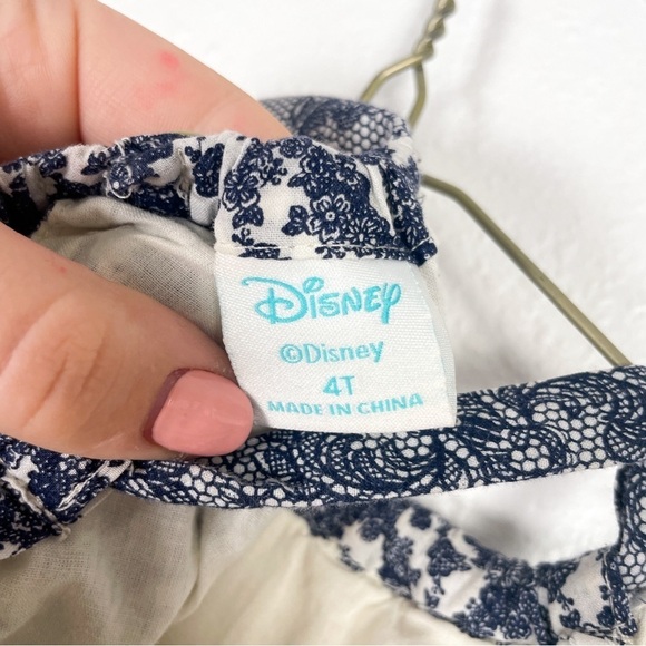 Disney Kids Belle Size: 4T Blue and White Floral Dress with Tulle and embroidery - Picture 8 of 8